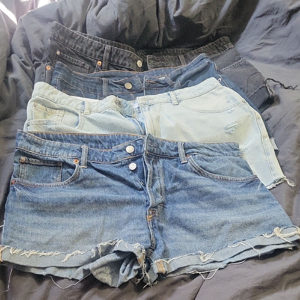 Stylish Denim Women's Shorts 4 Pairs- Blue and Black